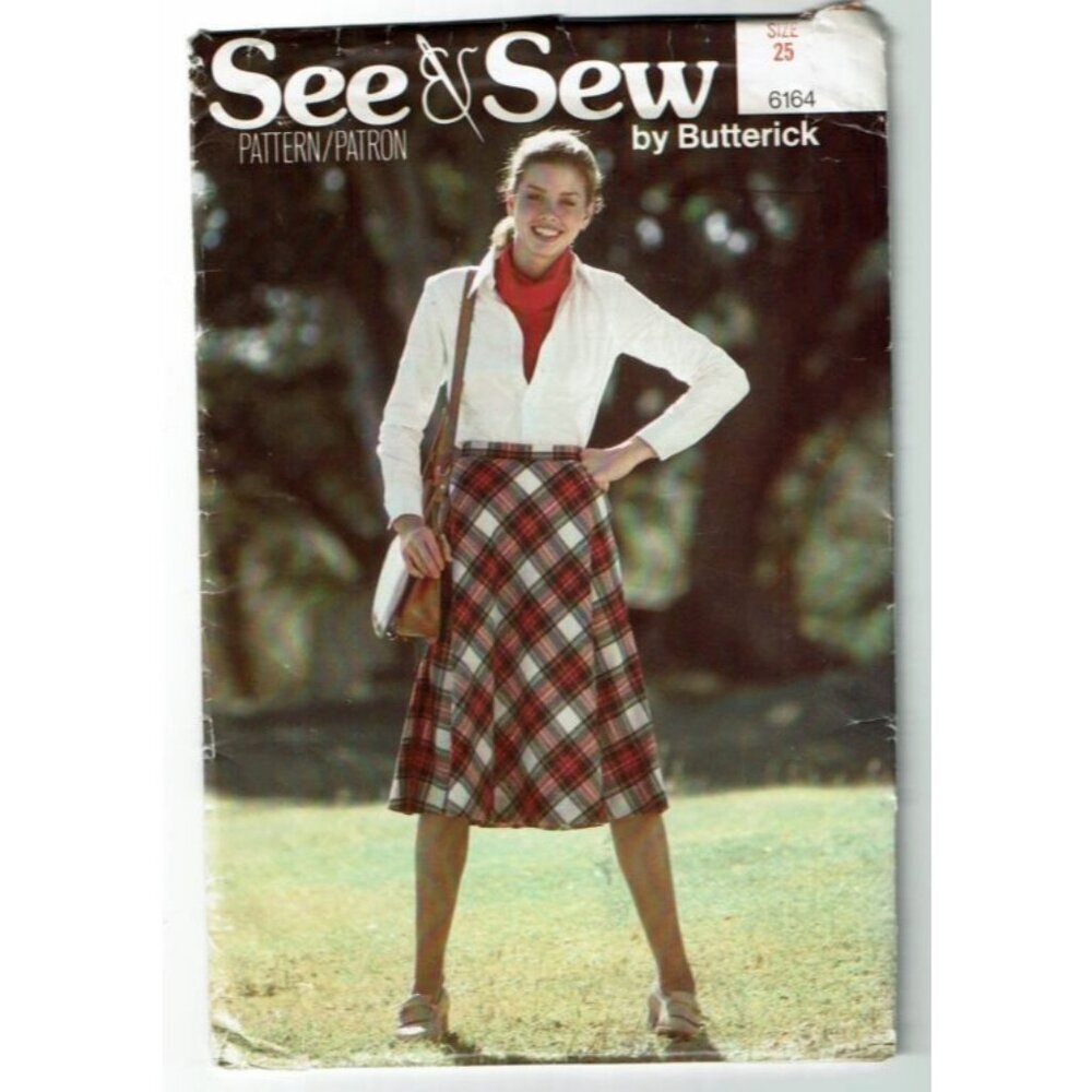 Butterick See and Sew Sewing‎ Pattern 6164 Skirt Misses Size 25 Easy 2 Piece